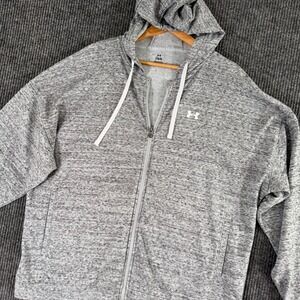 Under Armour Womens Rival Fleece Full-Zip Hoodie Gray Size L Training‎ Gym Cozy